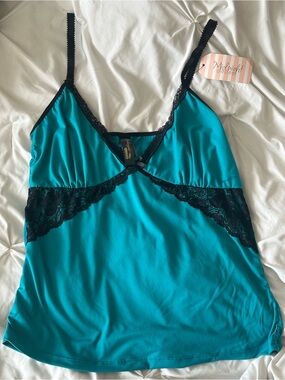 Midnight coco Teal Lace-Trim Camisole